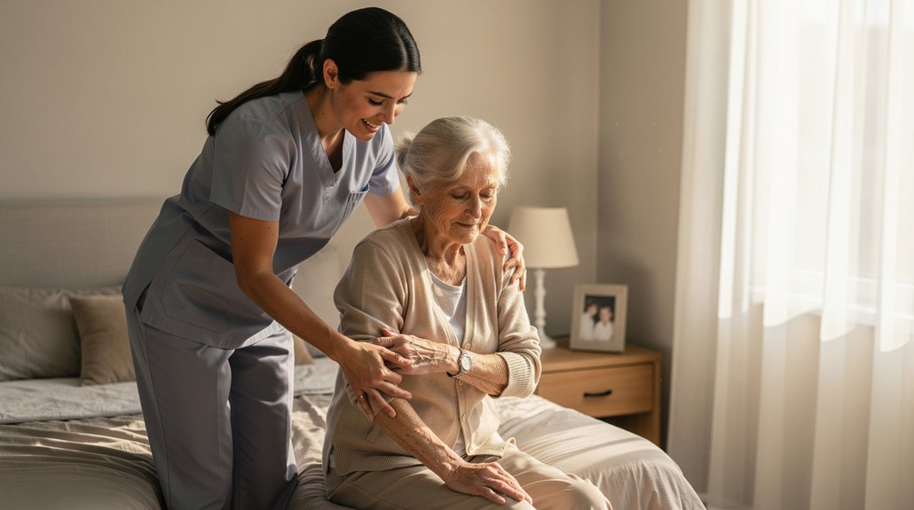 caregiver supporting senior prescare